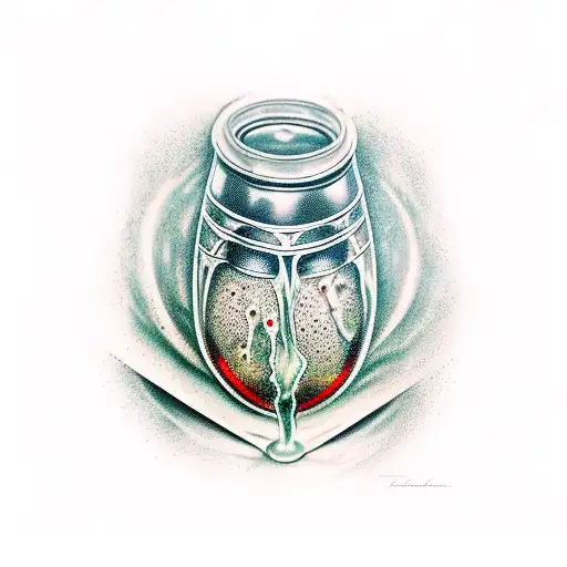 a semen filled holy chalice with semen dripping down the sides tattoo design idea