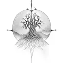 Two trees of valinor with shards of narsil lord of the rings tattoo design idea