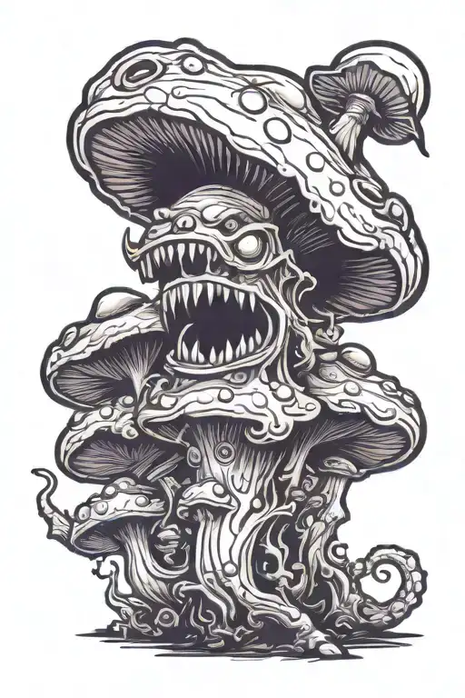 demon mushroom tattoo design idea