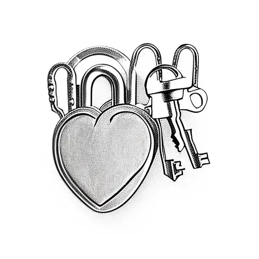 Heart lock and key tattoo design idea