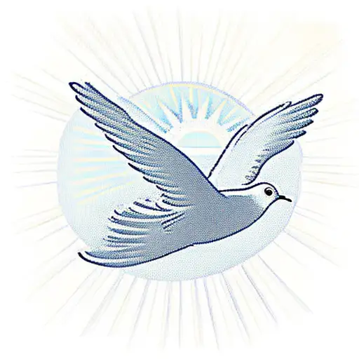 Dove with clouds and sun rays  tattoo design idea