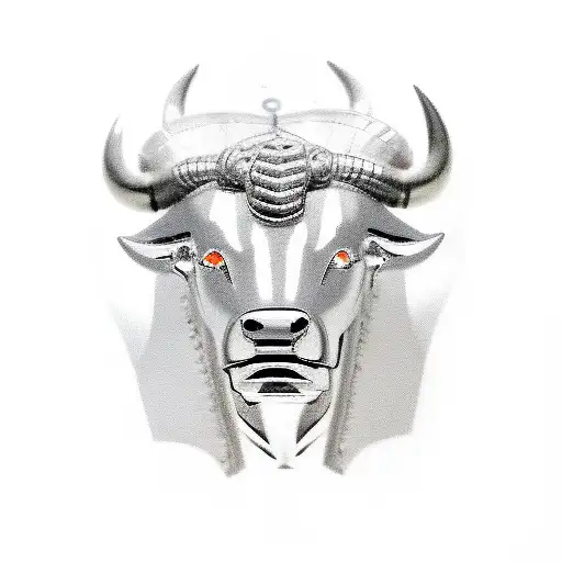 realistic, taurus, raging bull, aggressive, zodiac, Egyptian, with nose piercing tattoo design idea