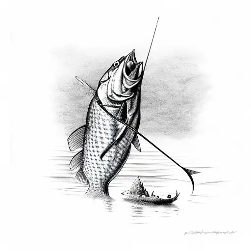 Ugly stick bass fishing tattoo design idea