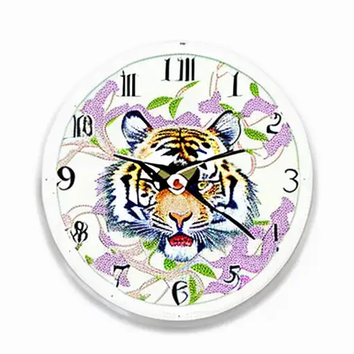 tiger lillie with butterflies and a roman clock with vines  tattoo design idea