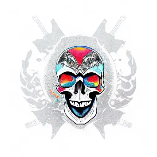 Skull motorcycle tattoo design idea