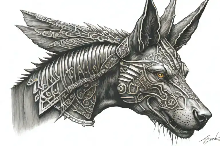 aggressiv Anubis tattoo design idea