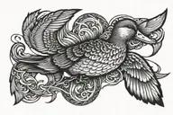 duck flying tattoo design idea
