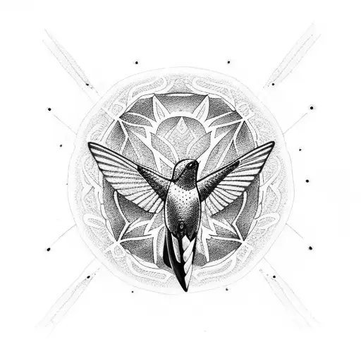 Hummingbird with mandala tattoo design idea