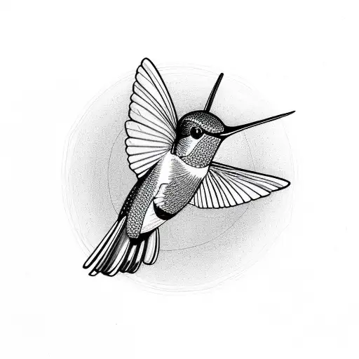 Hummingbird with mandala in red tattoo design idea