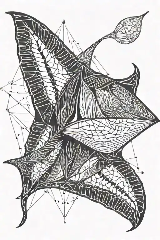 Manta Ray asymmetrical lines tattoo design idea