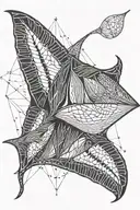 Manta Ray asymmetrical lines tattoo design idea