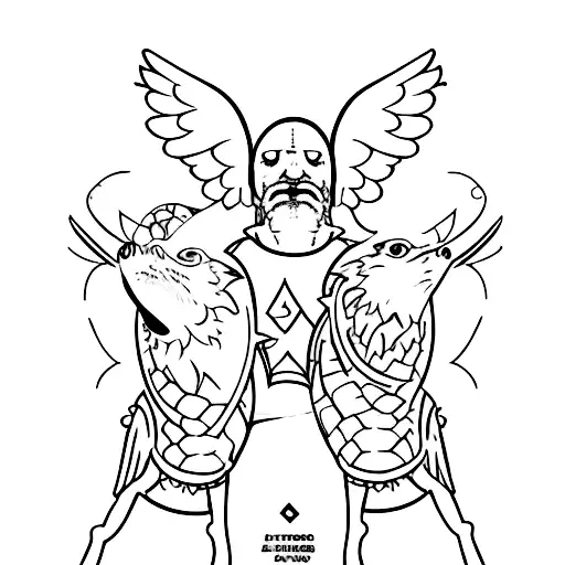 Nome Pedro e o Nome Benicio envolta um leão, uma bola, um pirulito, um skate, um boi, três assas de anjo representando p tattoo design idea