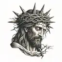 Jesus Christ sleeve with a crown of thorns wrapped tattoo design idea