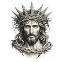 Jesus Christ sleeve with a crown of thorns wrapped tattoo design idea