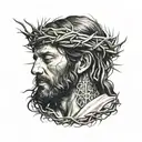 Jesus Christ sleeve with a crown of thorns wrapped tattoo design idea