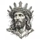 Jesus Christ sleeve with a crown of thorns wrapped tattoo design idea
