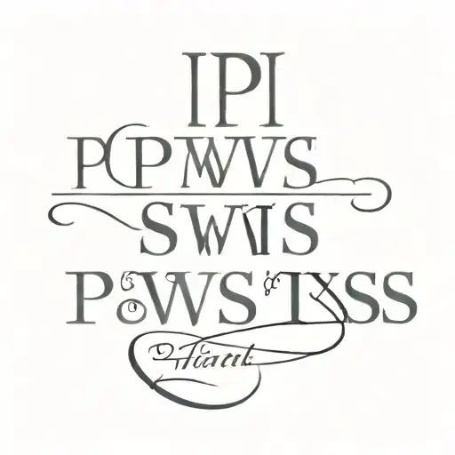 vertical inscription "P.S.W.I.S" tattoo design idea