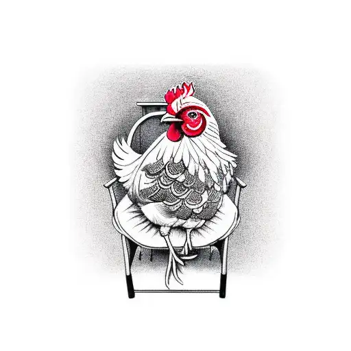 chicken on a garden chair tattoo design idea