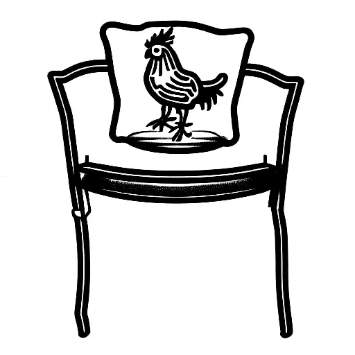 a chicken sitting on a plastic garden chair tattoo design idea