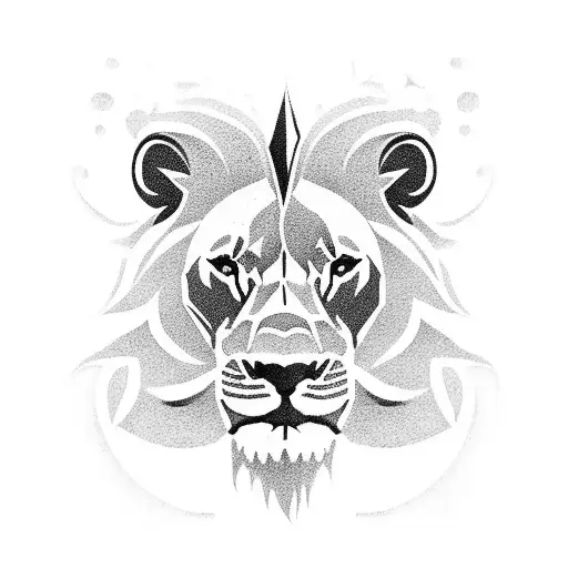 pauldron with large lion centered and vines around it tattoo design idea