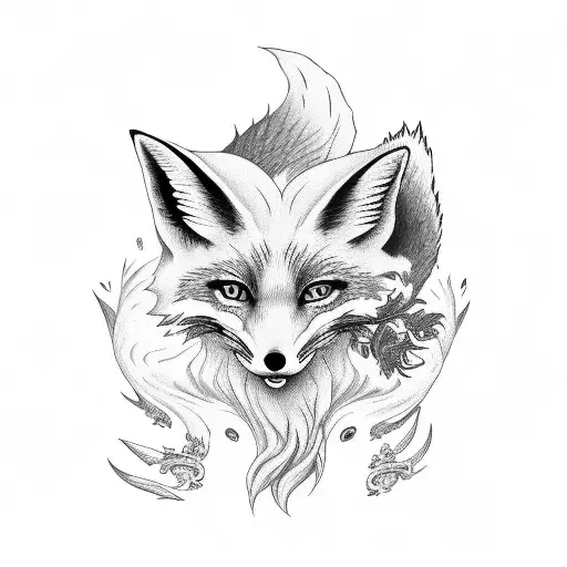 nine tail fox emerge from a book tattoo design idea