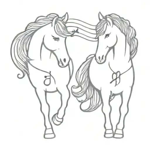 two ponies with music notes tattoo design idea