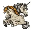 two ponies with sheet music forming the manes tattoo design idea