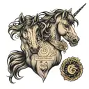 two ponies with sheet music forming the manes tattoo design idea