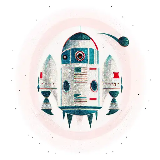 cartoon space rocket tattoo design idea