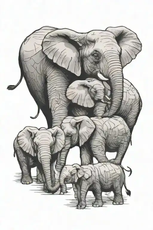 elephant family with music sheet intertwined tattoo design idea