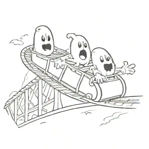 cartoon ghosts on an roller coaster tattoo design idea