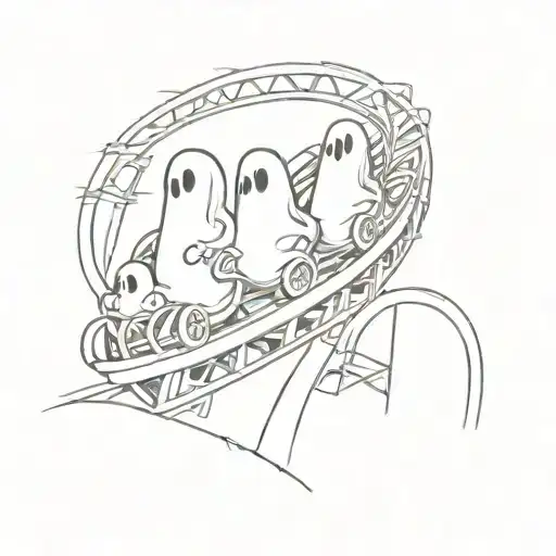 cartoon ghosts on an roller coaster simple tattoo design idea