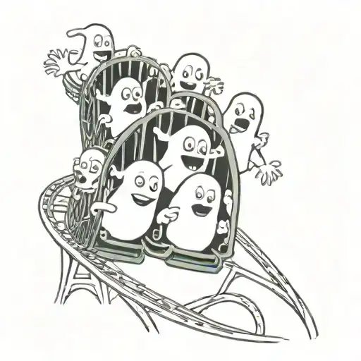 cartoon ghosts on an roller coaster tattoo design idea