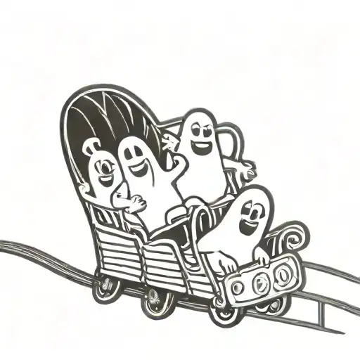 cartoon ghosts on an roller coaster tattoo design idea