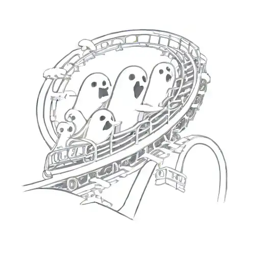 cartoon ghosts on an roller coaster simple tattoo design idea