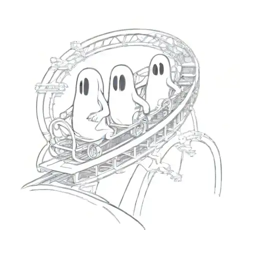 cartoon ghosts on an roller coaster simple tattoo design idea