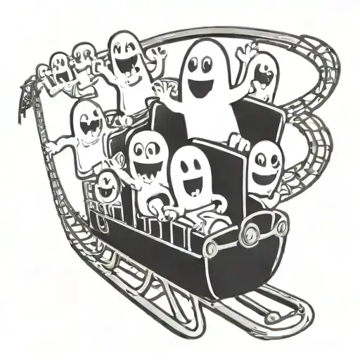 cartoon ghosts on an roller coaster tattoo design idea