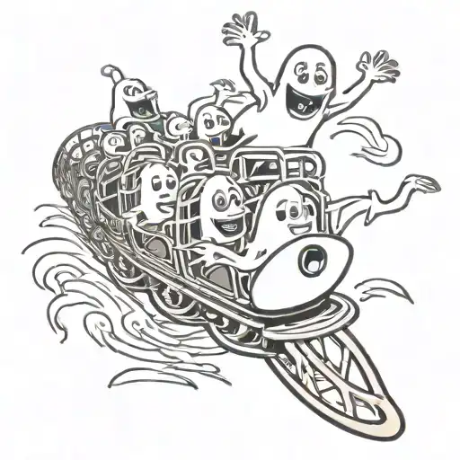 cartoon ghosts on an roller coaster tattoo design idea