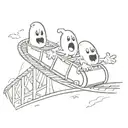 cartoon ghosts on an roller coaster tattoo design idea