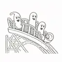 cartoon ghosts on an roller coaster tattoo design idea