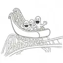 cartoon ghosts on an roller coaster tattoo design idea