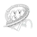 cartoon ghosts on an roller coaster simple tattoo design idea