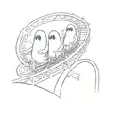 cartoon ghosts on an roller coaster simple tattoo design idea