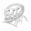 cartoon ghosts on an roller coaster simple tattoo design idea