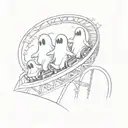 cartoon ghosts on an roller coaster simple tattoo design idea