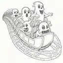 cartoon ghosts on a roller coaster ride tattoo design idea