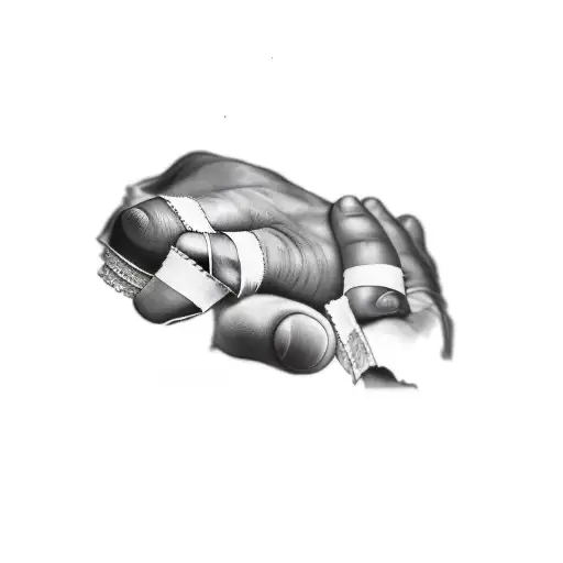 a hand with bandages on it tattoo design idea