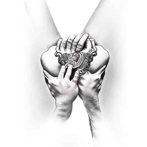 Bandage hands, samurai tattoo design idea