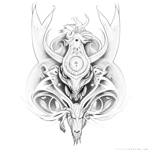 A mythical creature made up of different animal parts engaged in a car race tattoo design idea