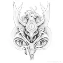A mythical creature made up of different animal parts engaged in a car race tattoo design idea